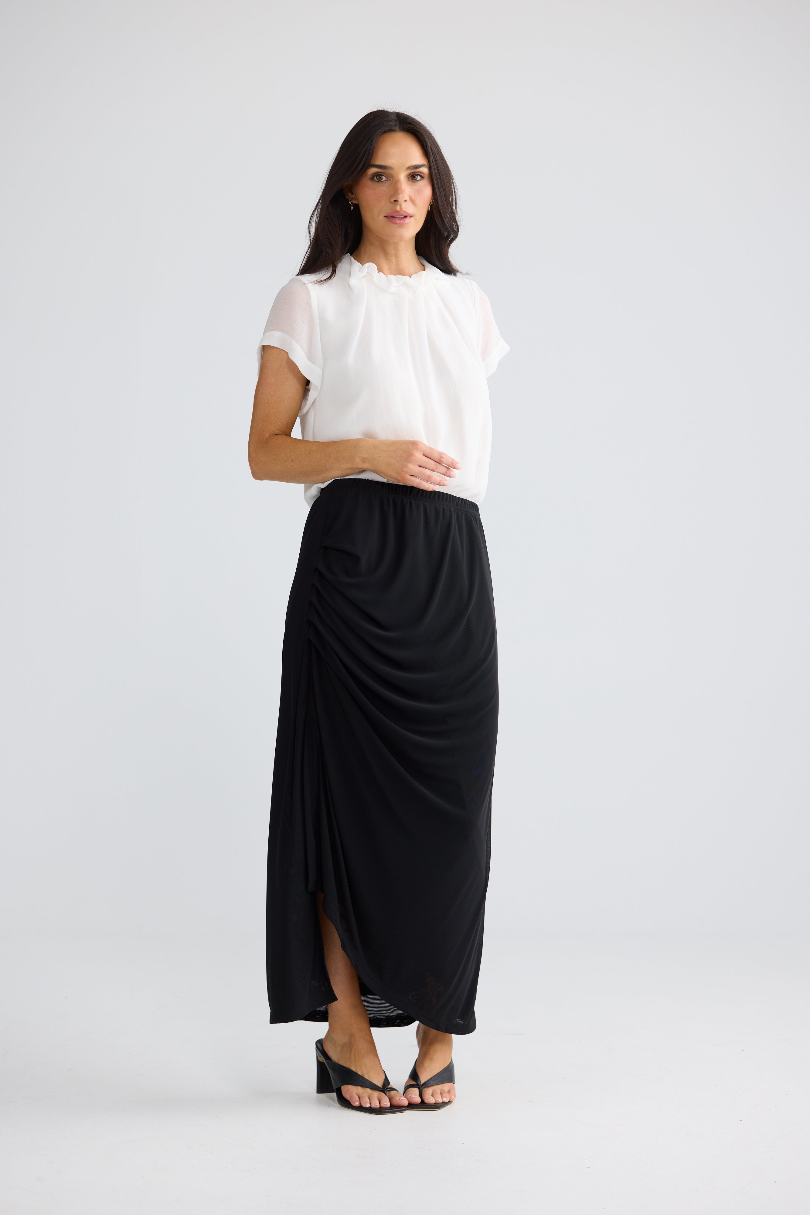 Francine Black Draped Maxi Skirt | Elegant Black Maxi Skirt Australia