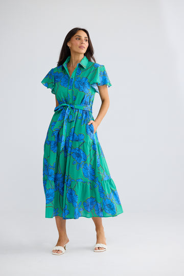 Alice Bloomsbury Floral Short Sleeve Midi Dress | Elegant Floral Midi Dress Australia