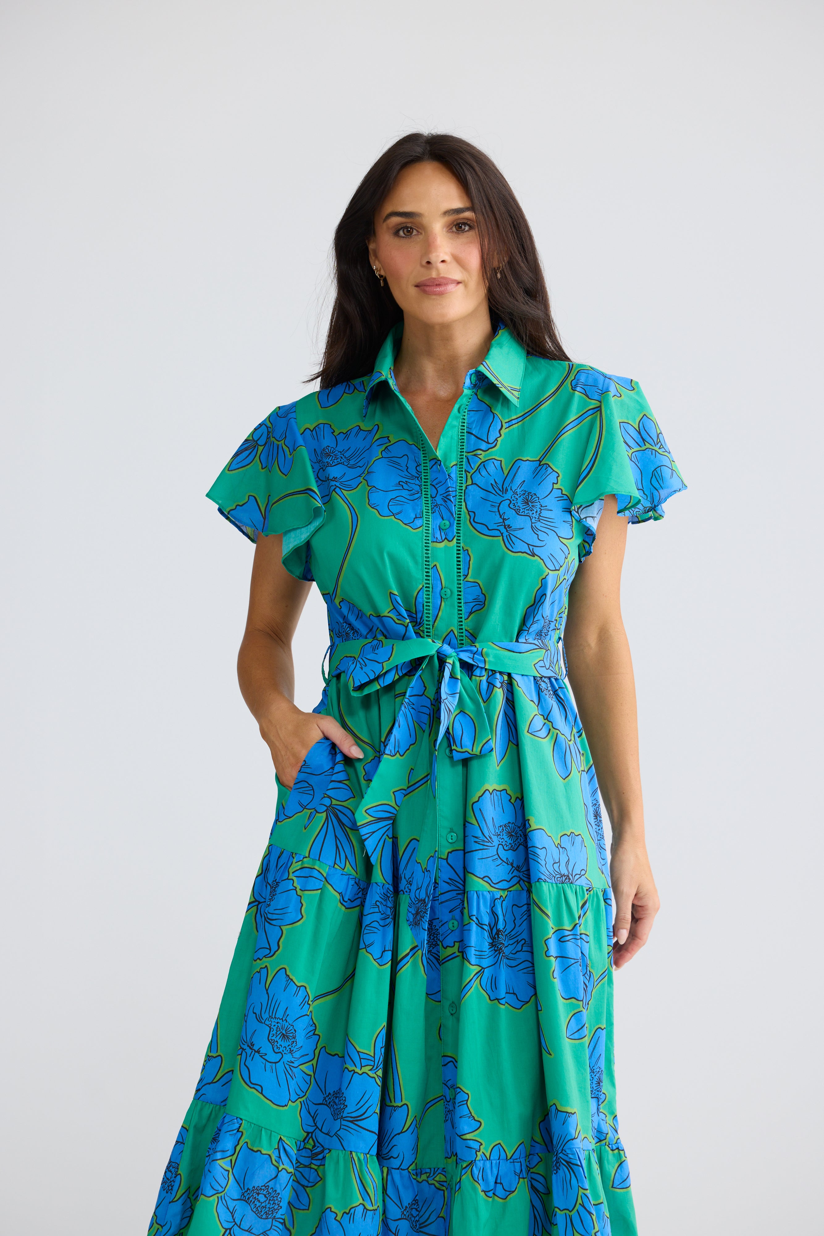 Alice Bloomsbury Floral Short Sleeve Midi Dress | Elegant Floral Midi Dress Australia