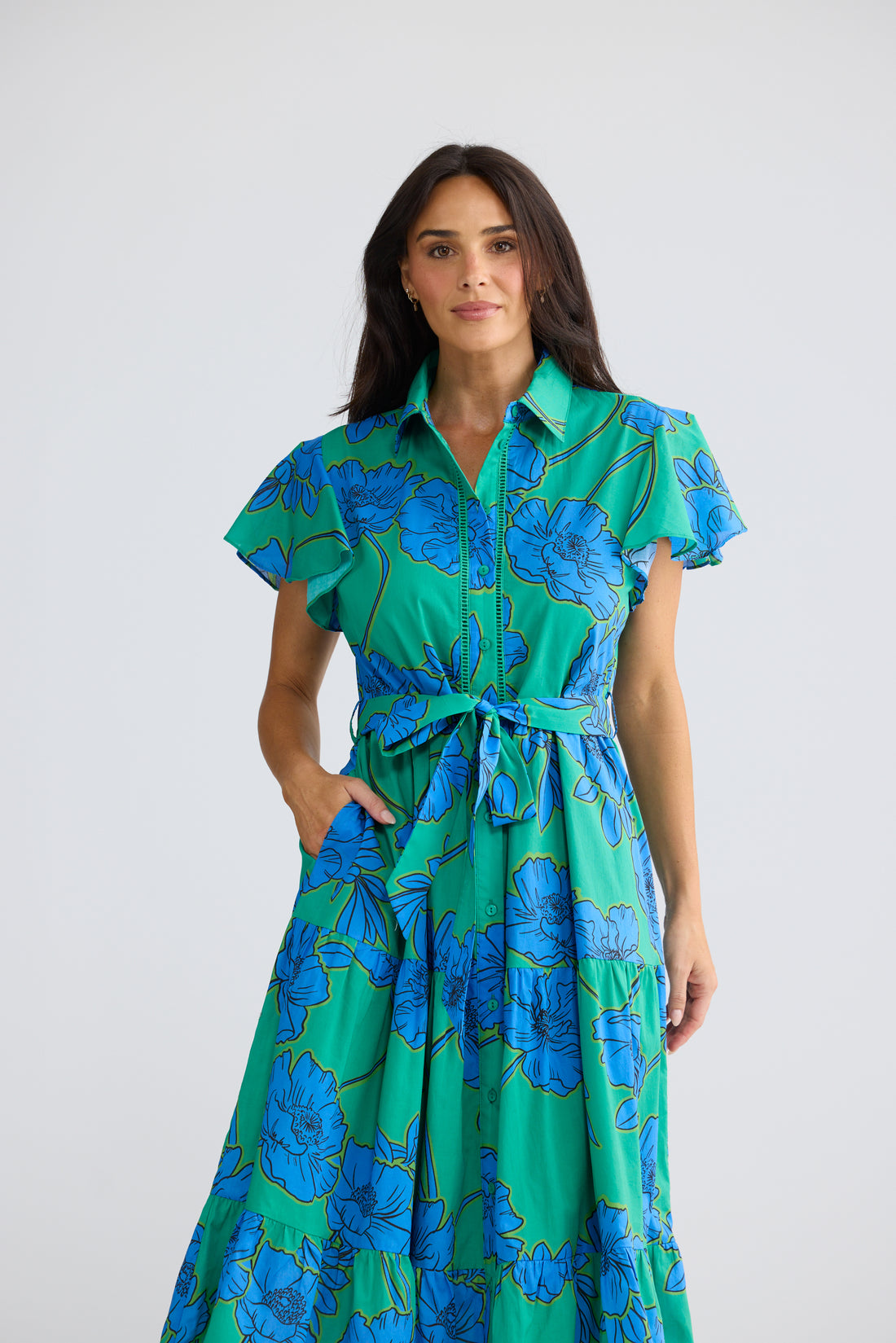 Alice Bloomsbury Floral Short Sleeve Midi Dress | Elegant Floral Midi Dress Australia