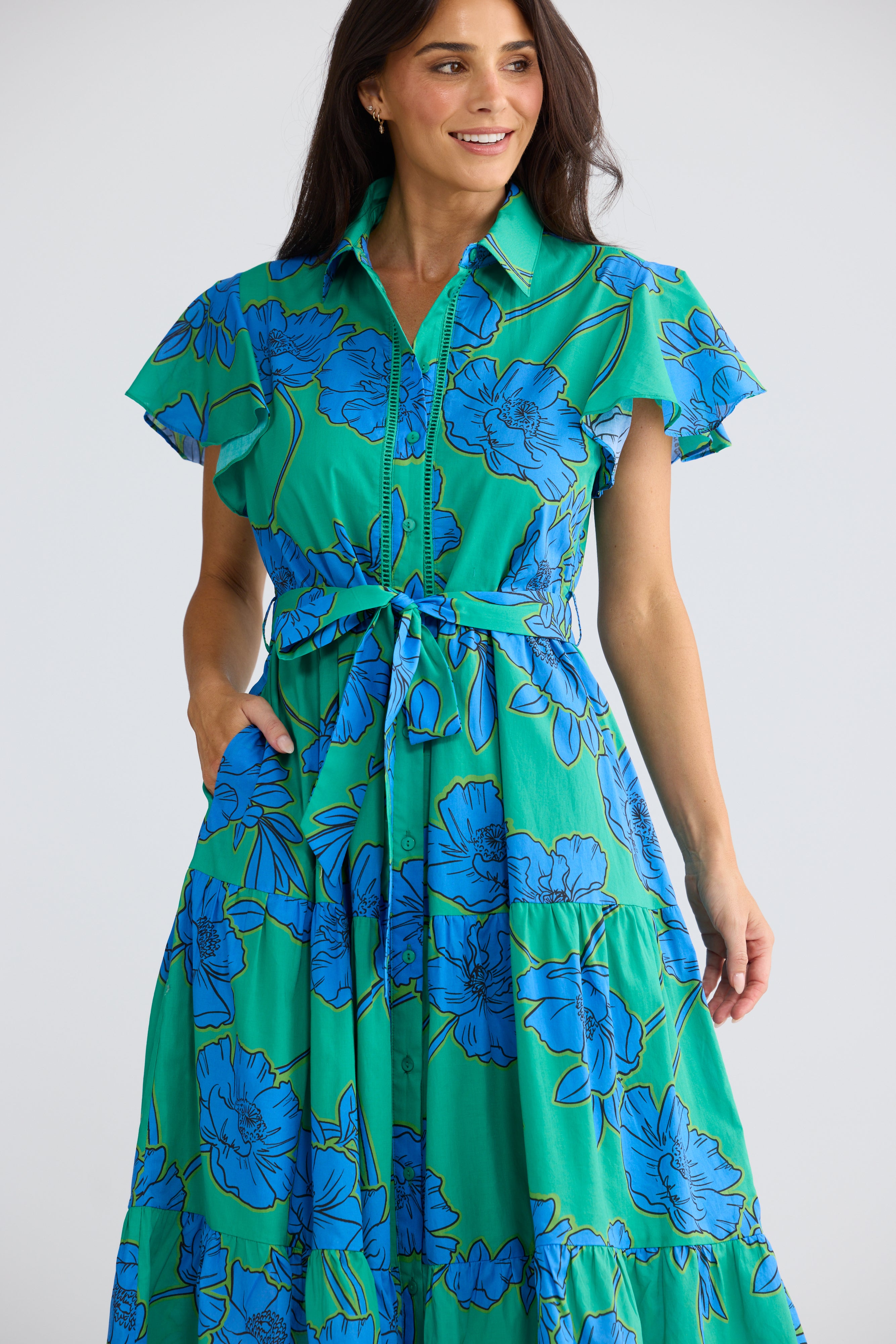 Alice Bloomsbury Floral Short Sleeve Midi Dress | Elegant Floral Midi Dress Australia
