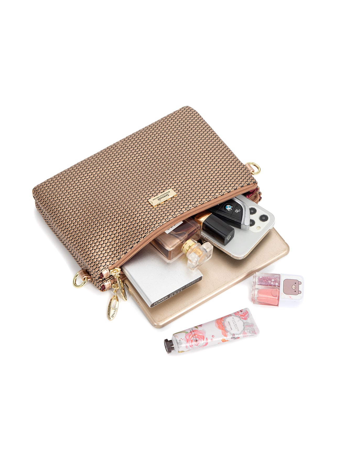 COSMO Leather Rose Gold Handbag | Elegant Metallic Finish Luxury Bag Australia