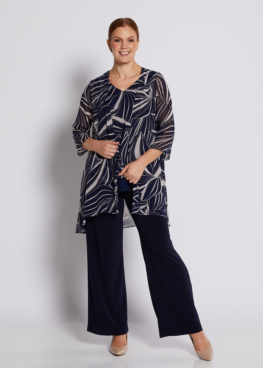 Cruz Julie Navy Abstract Layered Top