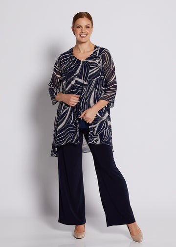 Cruz Julie Navy Abstract Layered Top