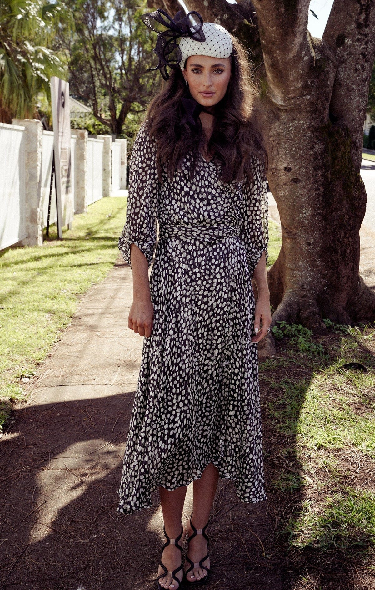 Cloudland Wrap Dress In Black White Spot by Sacha Drake - image 9