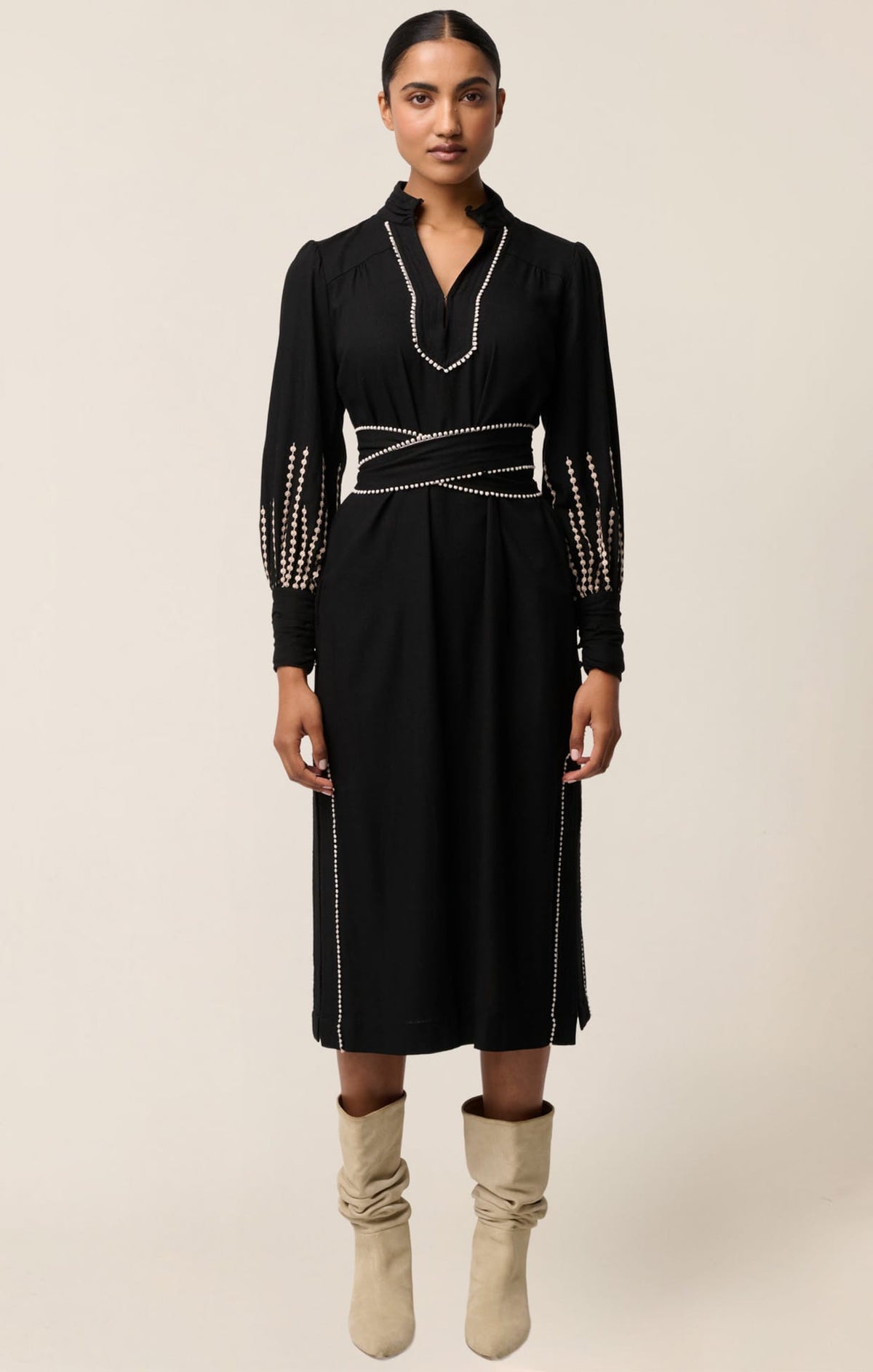 Edith Column Dress In Black by Sacha Drake