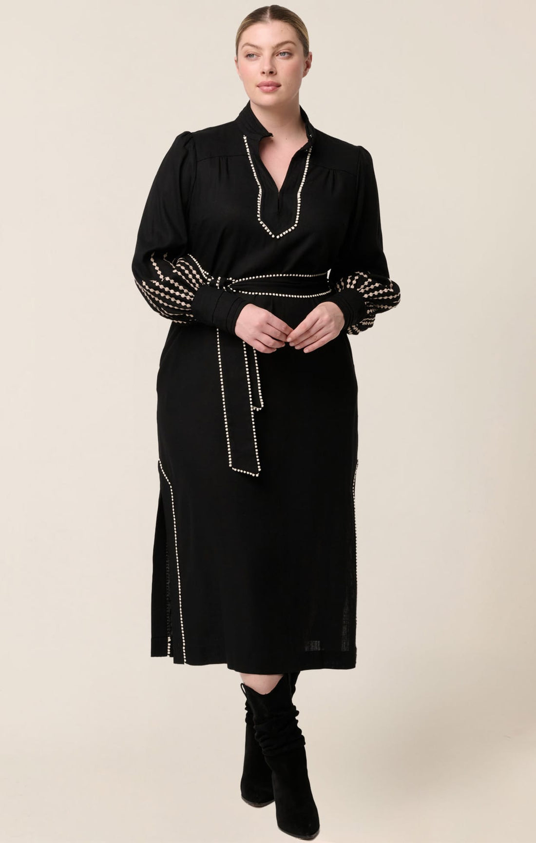 Edith Column Dress In Black by Sacha Drake