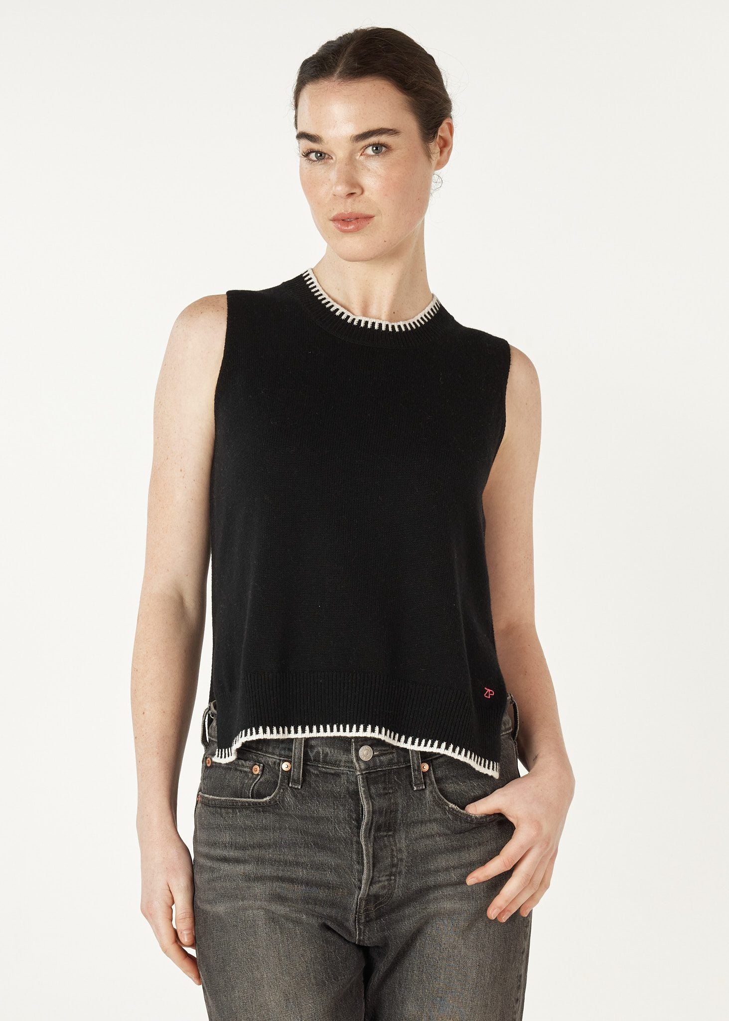 Essential Two Tone Vest | Cotton Cashmere Knit Vest