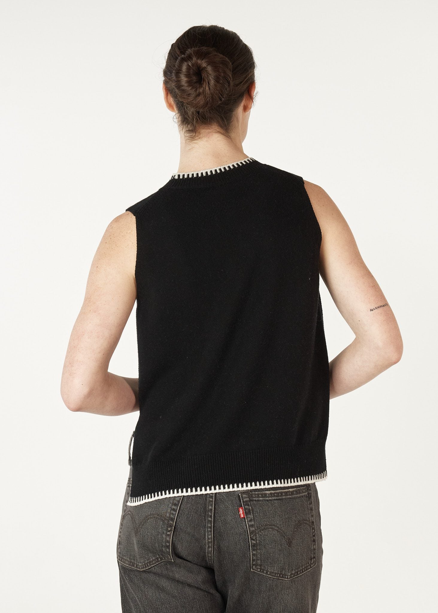 Essential Two Tone Vest | Cotton Cashmere Knit Vest