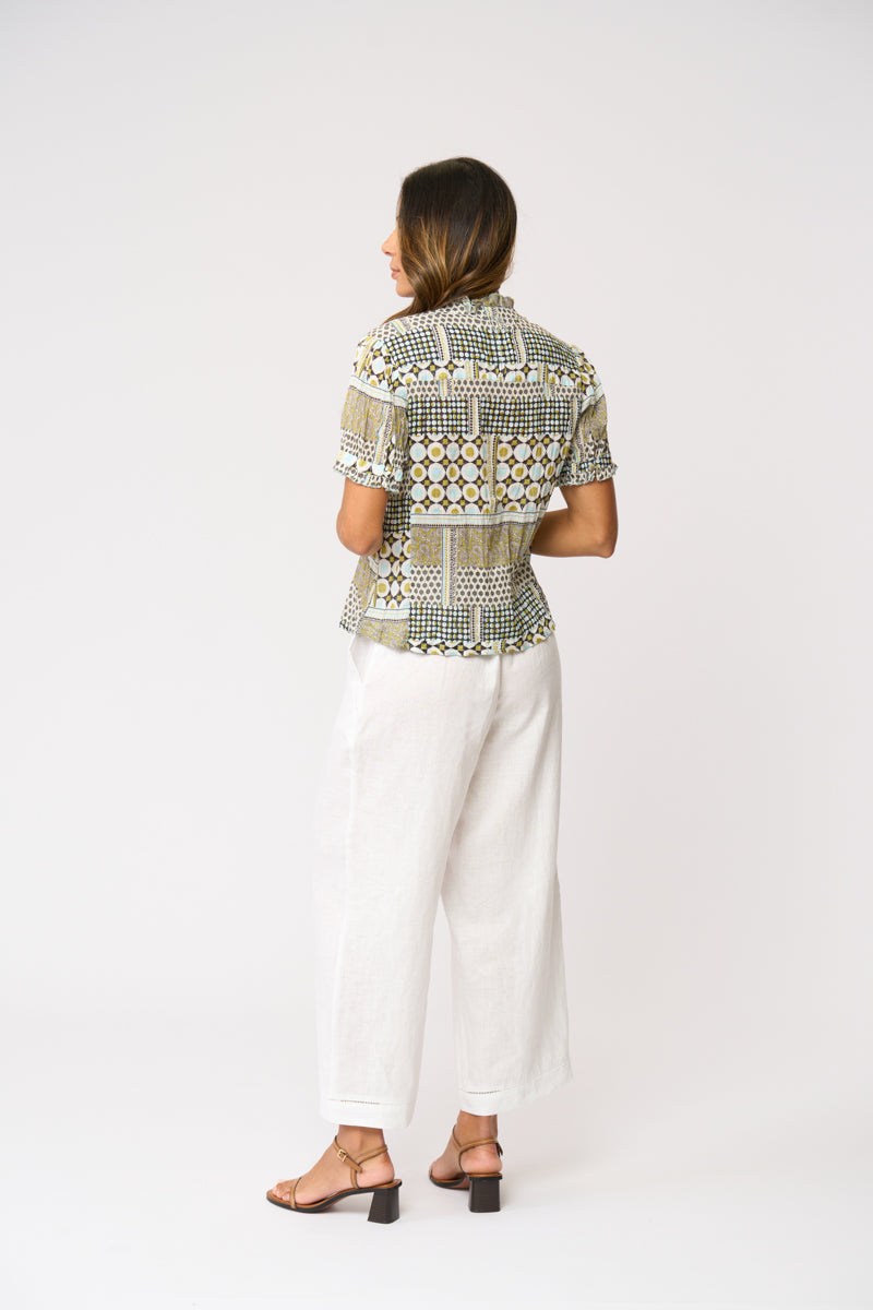 Patchwork Print Short-Sleeve Shirt