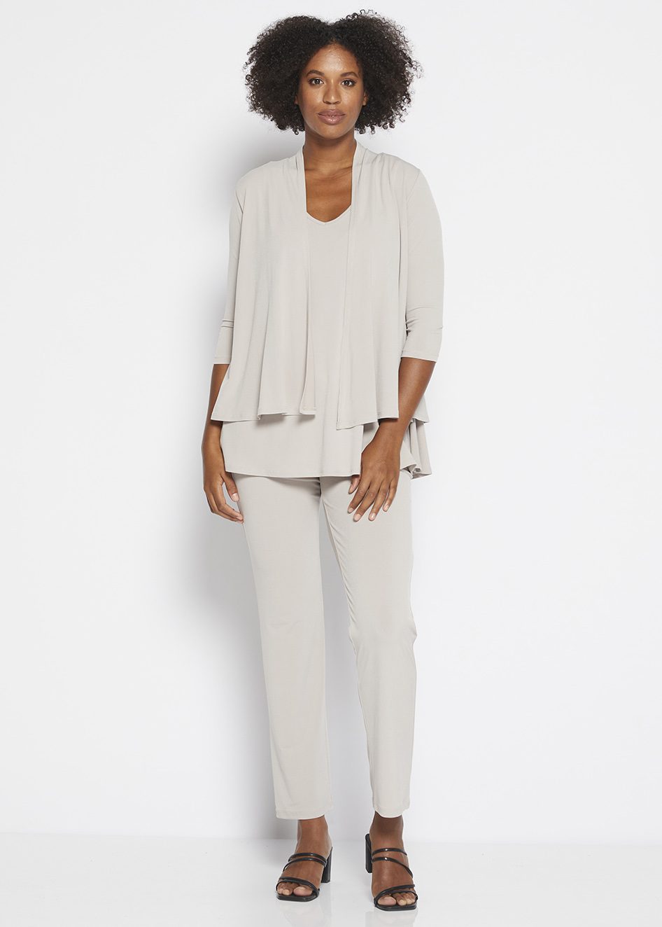 Linear Foundation slinky jersey pants in champagne