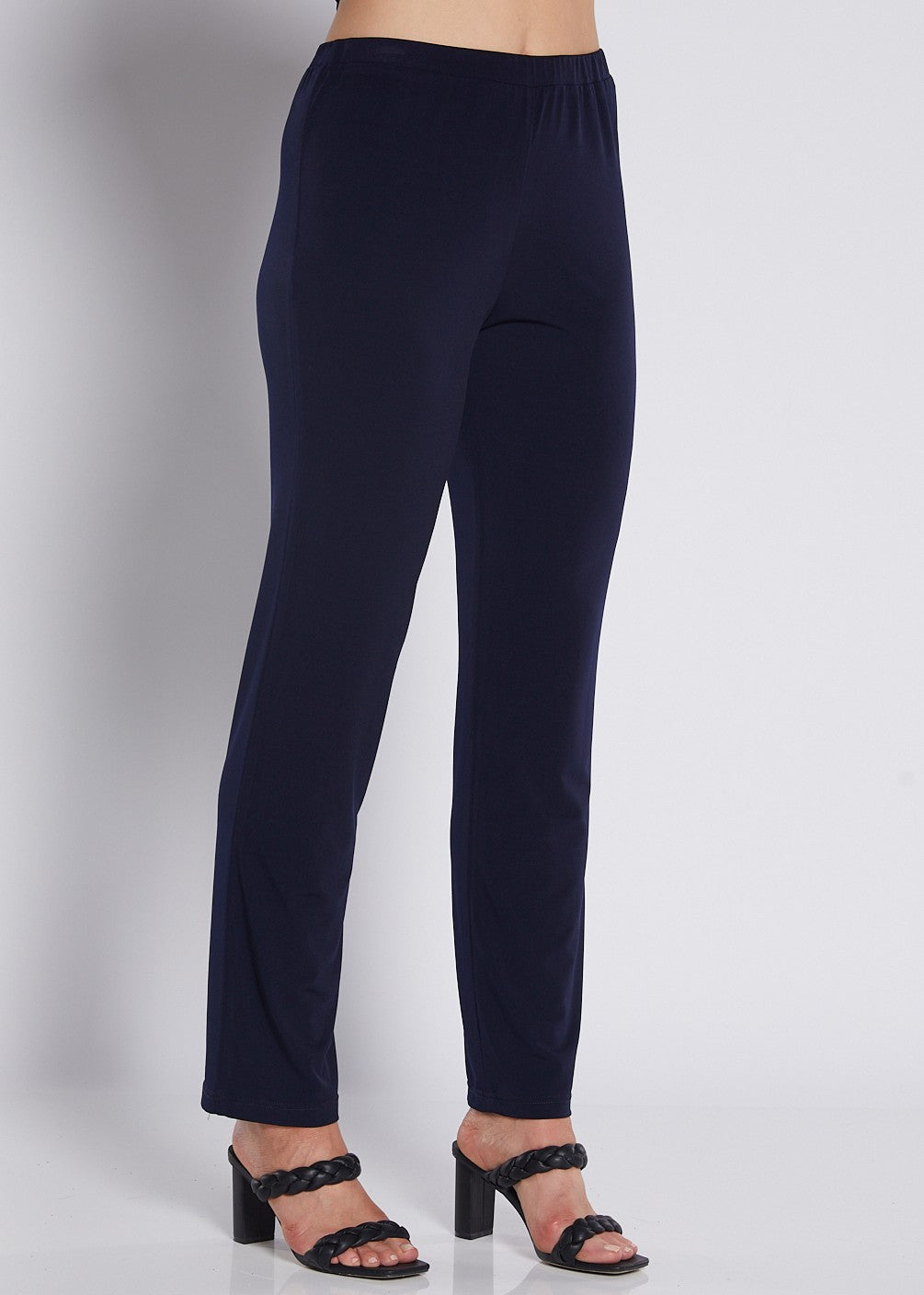 Found Linear navy slim leg women’s pants with sleek straight fit.