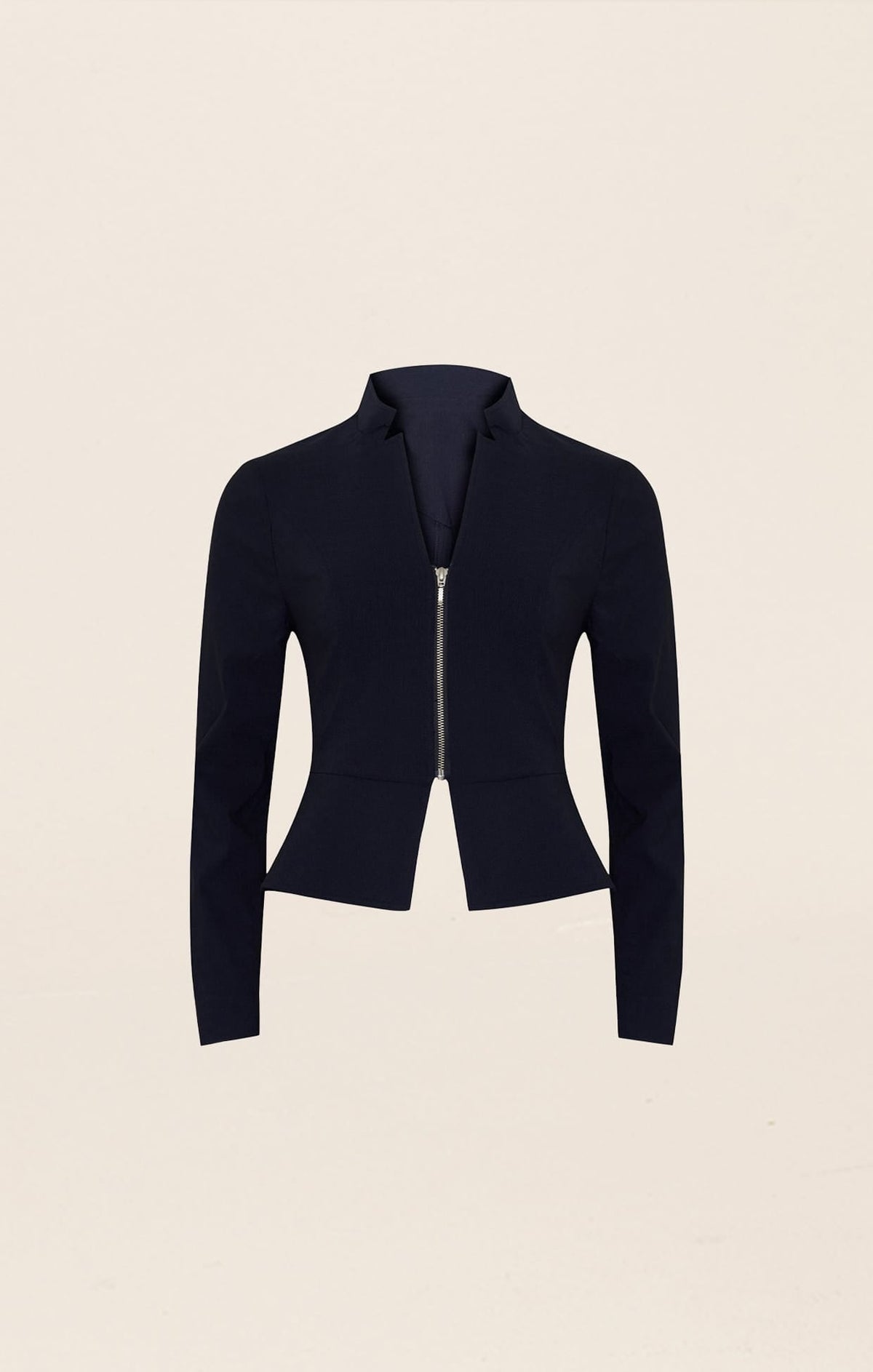 Front Zip Peplum Jacket In Navy by Sacha Drake - image 8