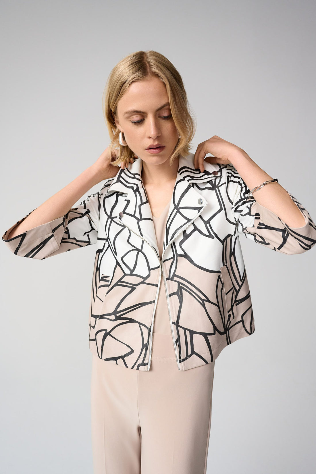 Faux Suede Abstract Print Swing Jacket | Women’s Statement Jacket Australia