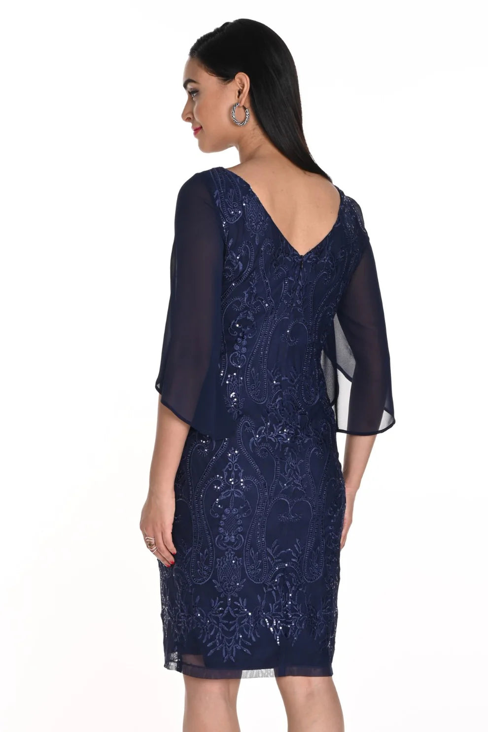 Frank Lyman Sheath Sequin V-neck Dress | Evening Glamour