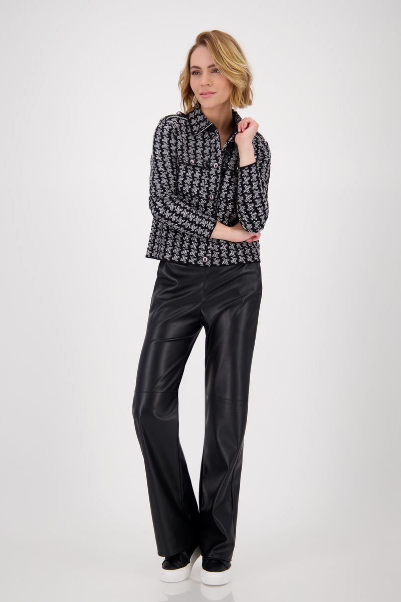 Houndstooth print knit jacket women
