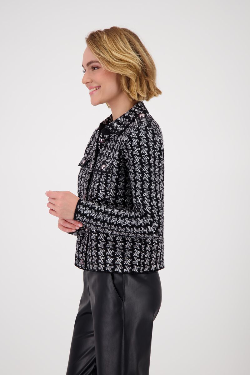 Houndstooth knit cardigan jacket
