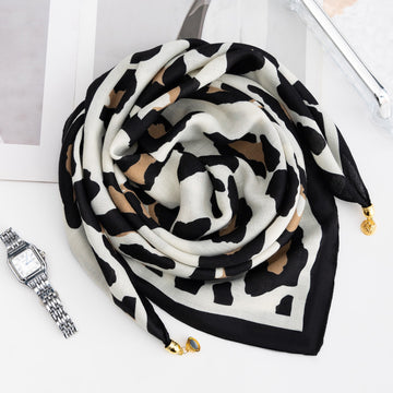 women printed scarf black beige abstract pattern lightweight accessory Australia Showies Boutique