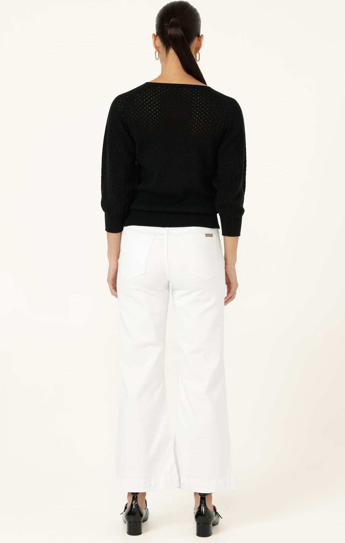 3/4 Sleeve Ripple Knit Top In Black by Sacha Drake - image 8
