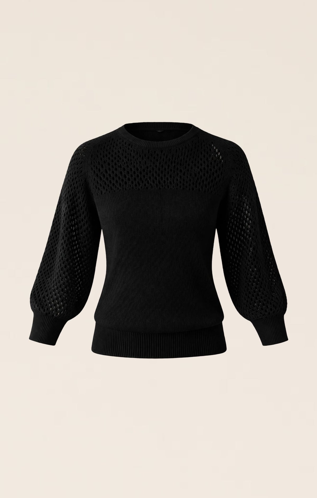 3/4 Sleeve Ripple Knit Top In Black by Sacha Drake - image 10