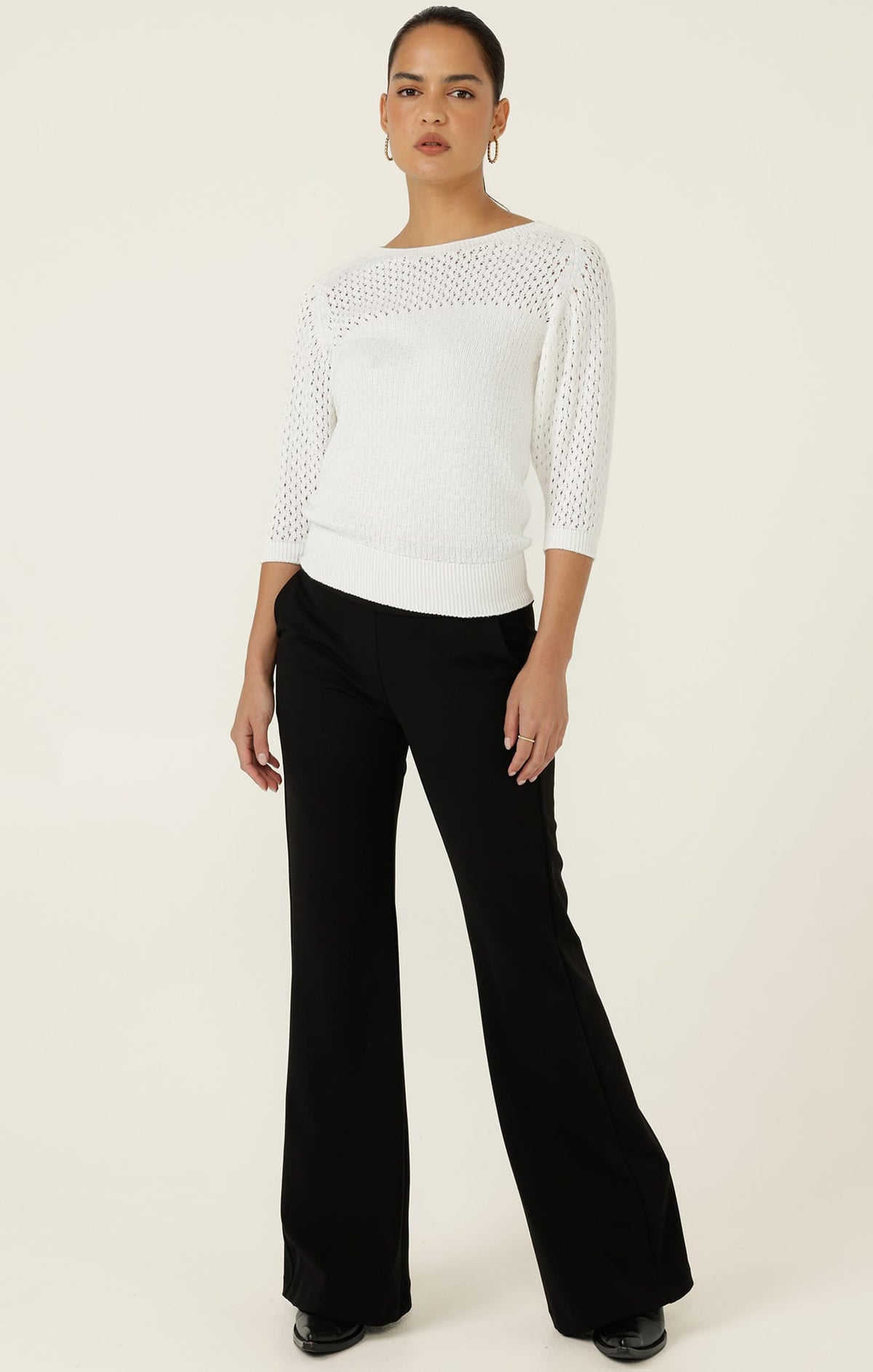 3/4 Sleeve Ripple Knit Top In Ivory by Sacha Drake - image 3
