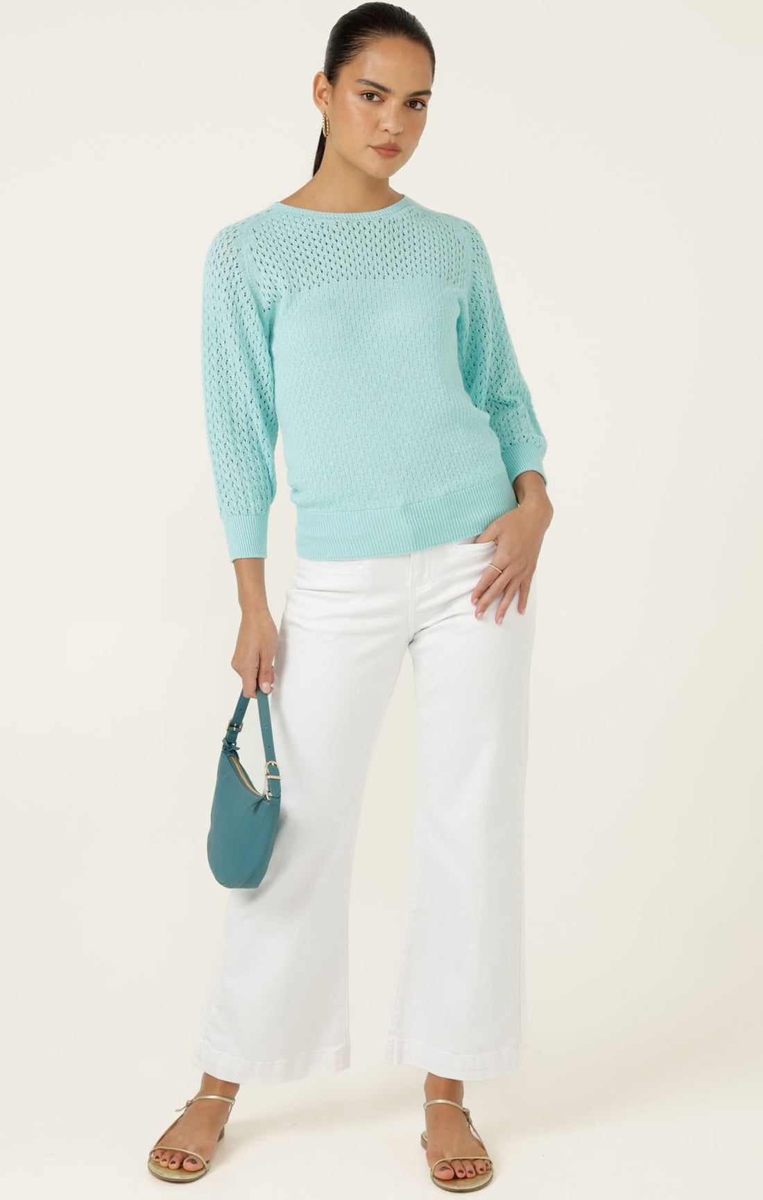 Freya Wide Leg Jean In White by Sacha Drake