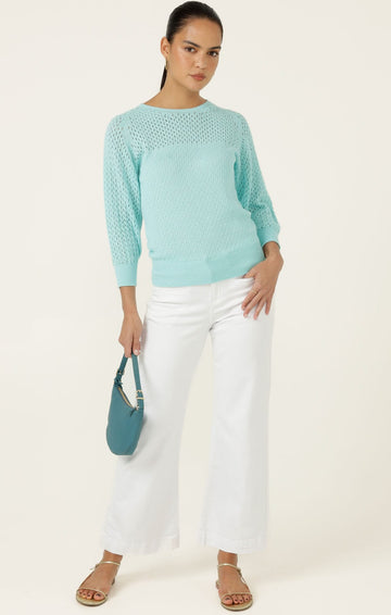 Freya Wide Leg Jean In White by Sacha Drake