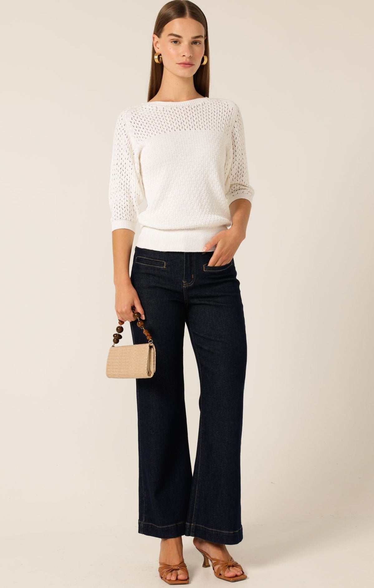 3/4 Sleeve Ripple Knit Top In Ivory by Sacha Drake - image 7