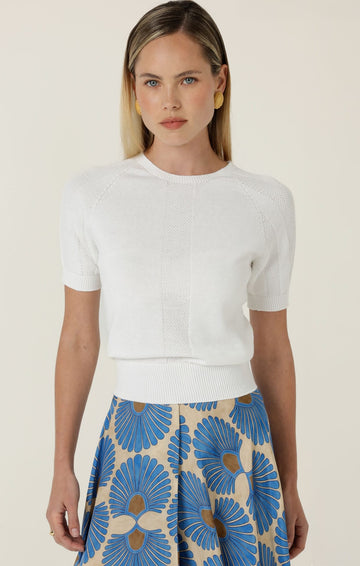 Raglan Knit Top In White by Sacha Drake