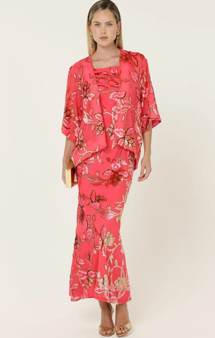 BLOSSOM KIMONO IN WATERMELON GOLD