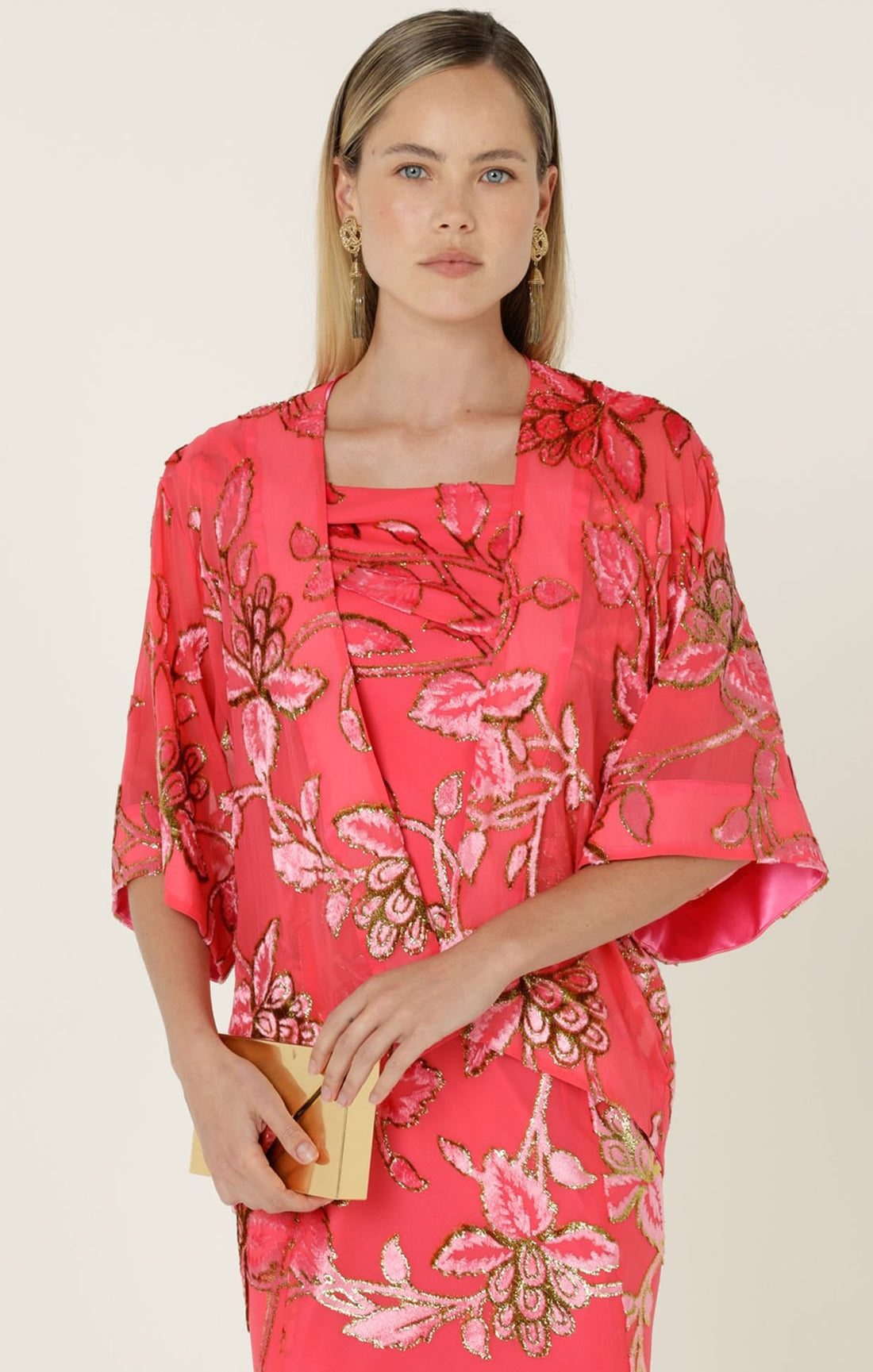 Blossom Kimono In Watermelon Gold by Sacha Drake