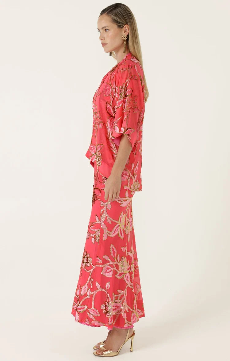 BLOSSOM KIMONO IN WATERMELON GOLD