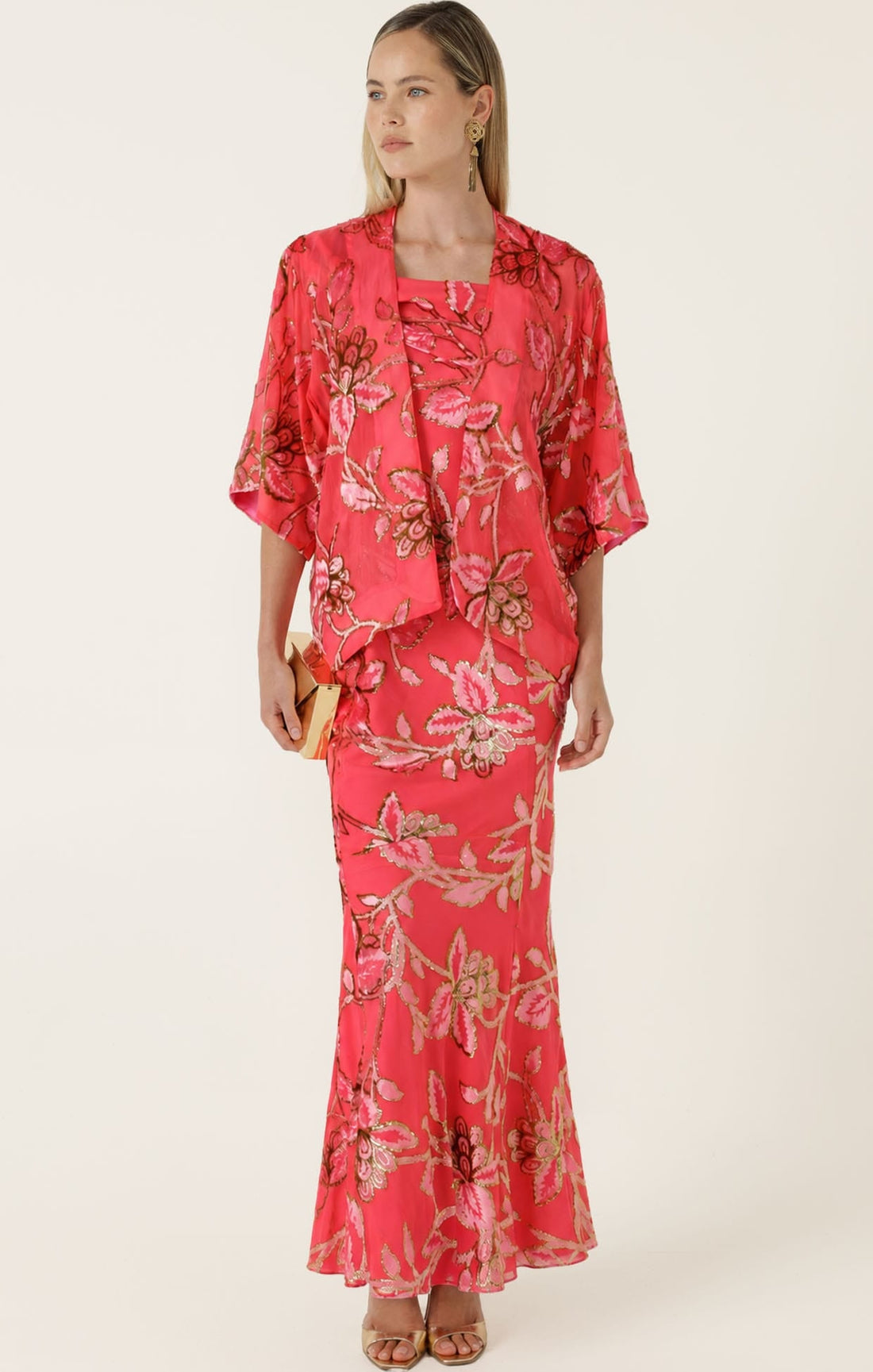 Blossom Kimono In Watermelon Gold by Sacha Drake