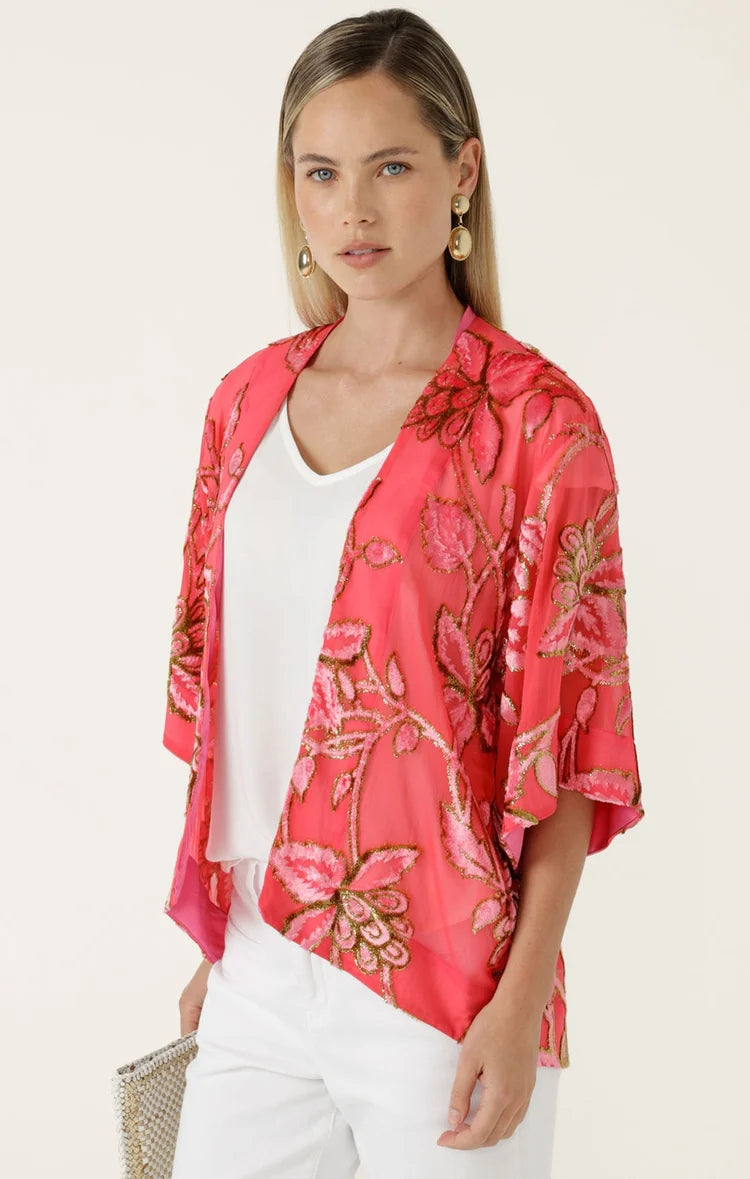 BLOSSOM KIMONO IN WATERMELON GOLD