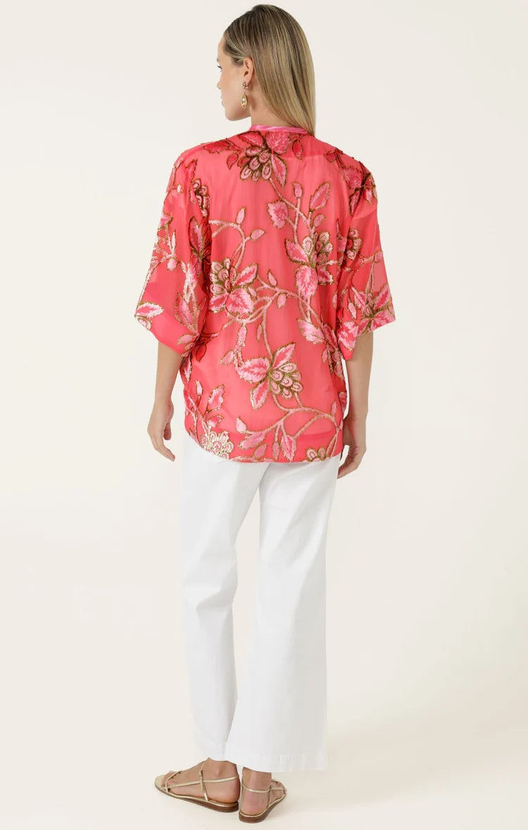 BLOSSOM KIMONO IN WATERMELON GOLD
