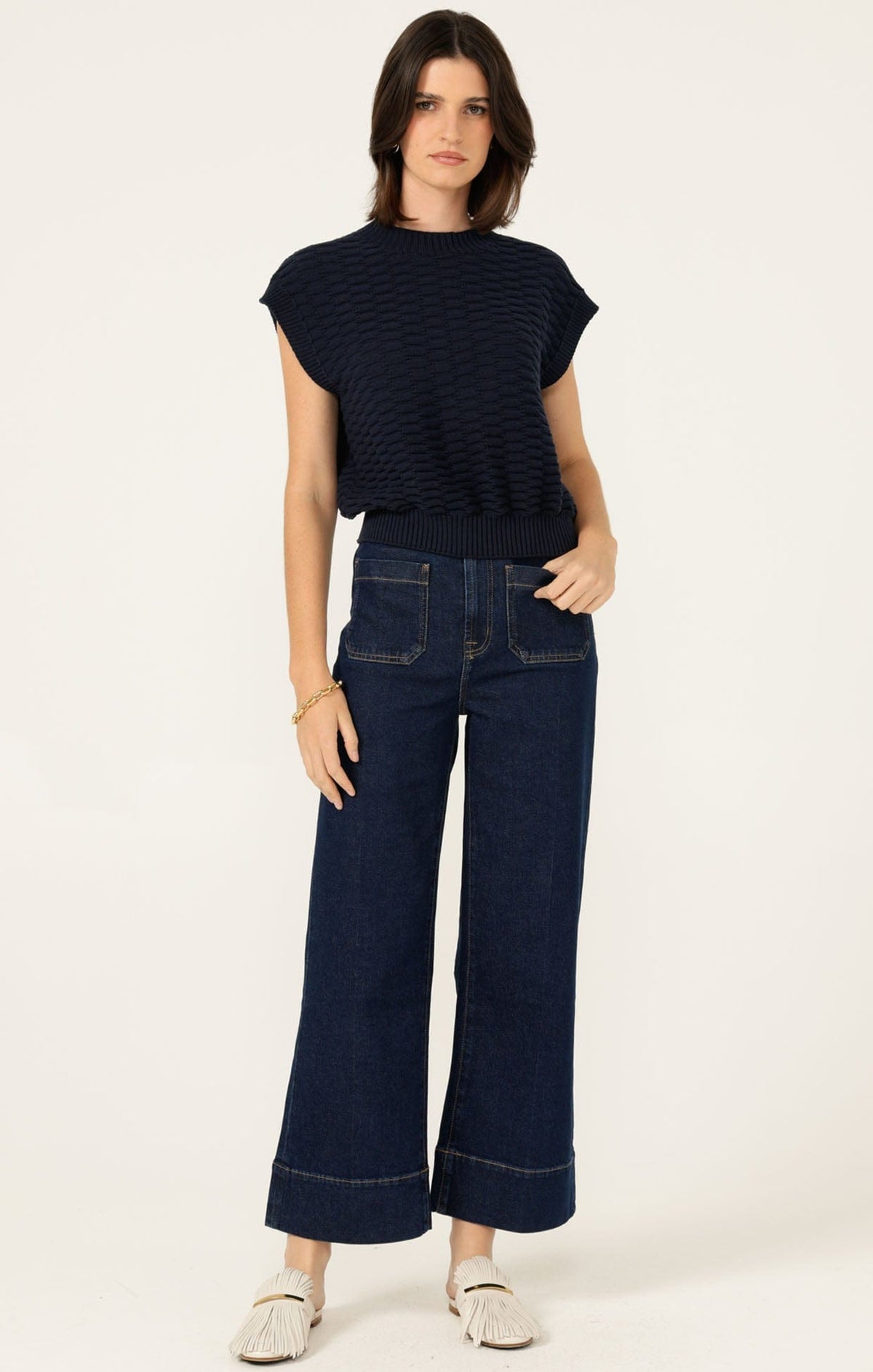 Bubble Knit Top In Navy by Sacha Drake - image 5