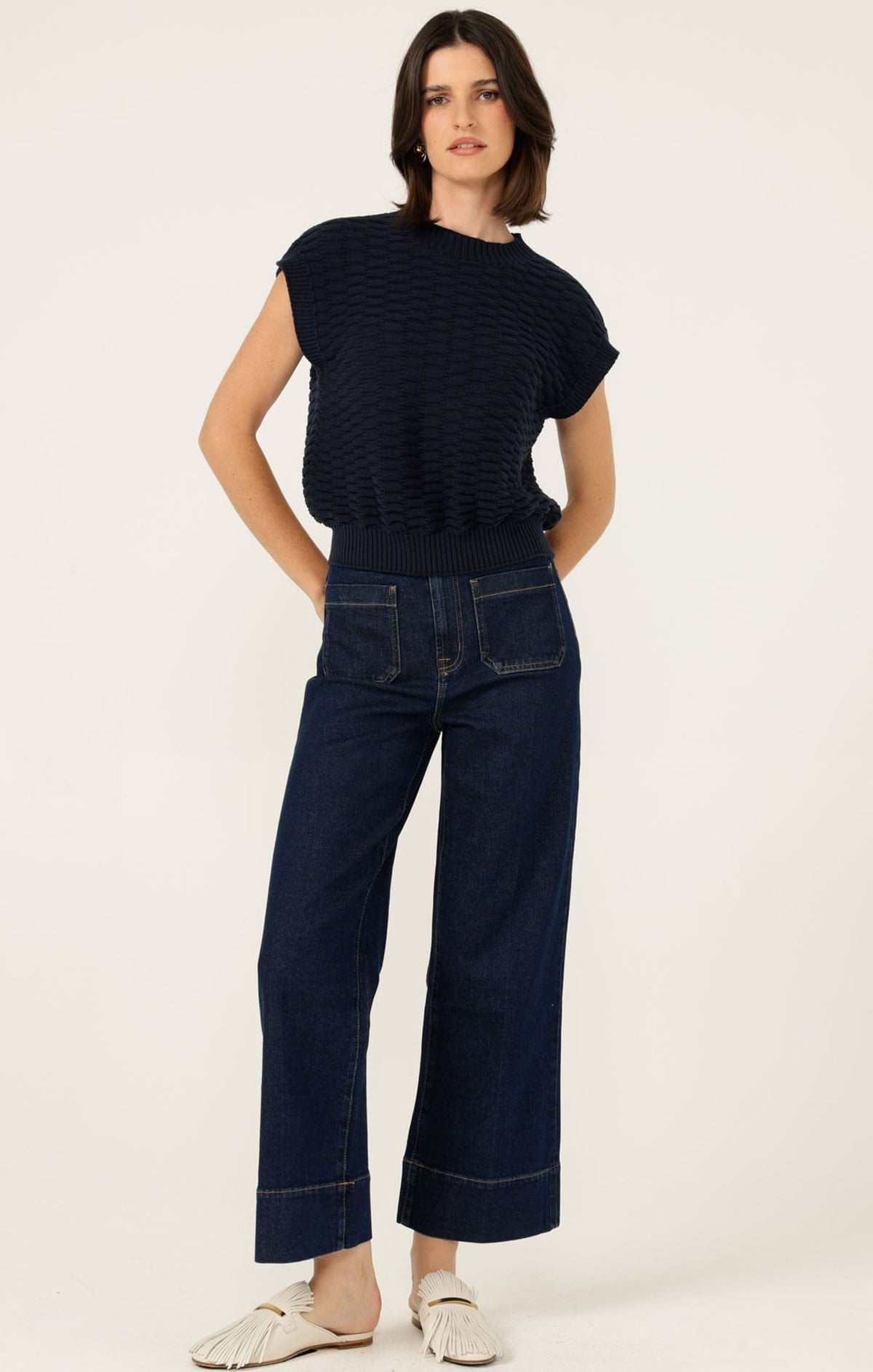 Bubble Knit Top In Navy by Sacha Drake - image 2