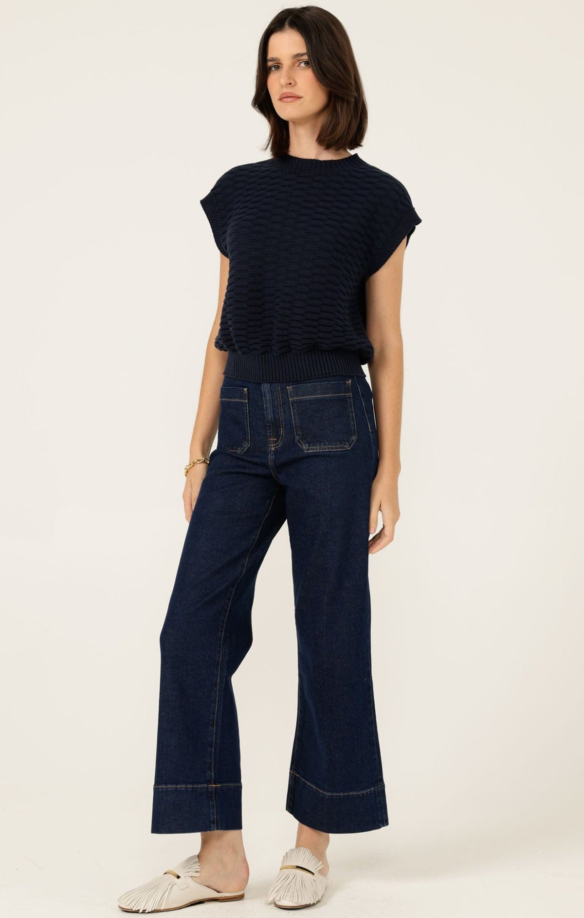 Bubble Knit Top In Navy by Sacha Drake - image 7