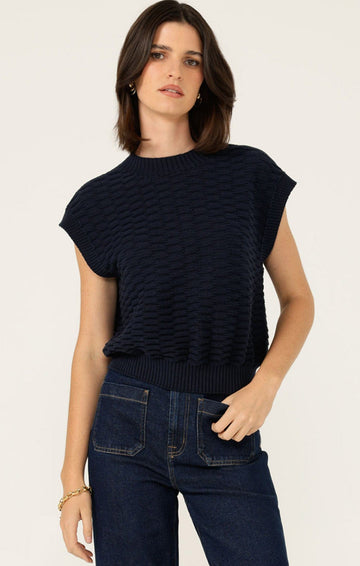 Bubble Knit Top In Navy by Sacha Drake