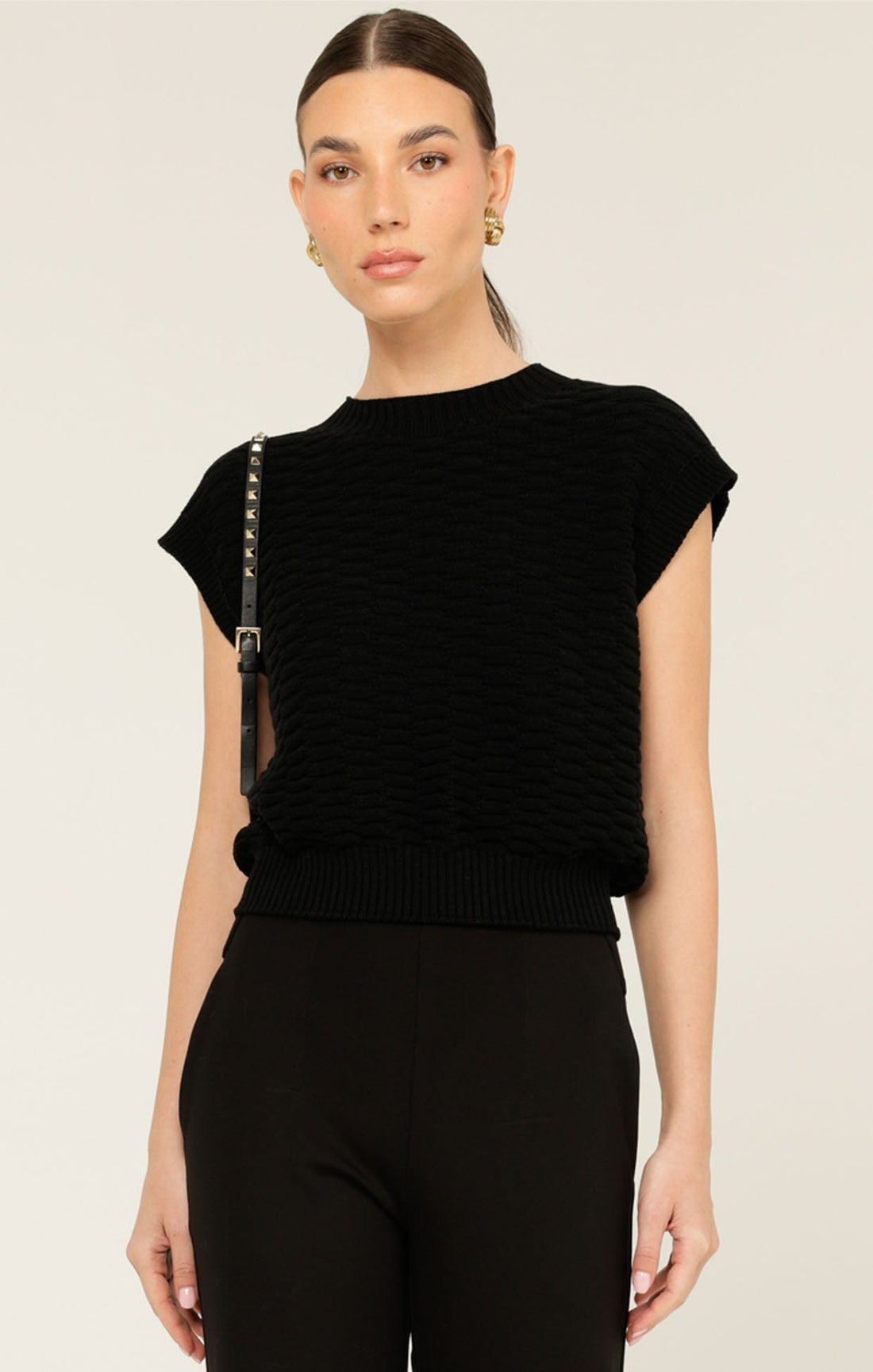 Bubble Knit Top In Black by Sacha Drake