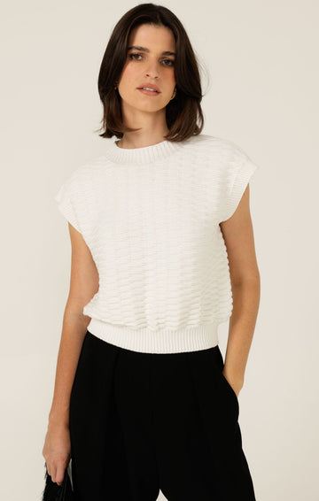 Bubble Knit Top In Ivory by Sacha Drake