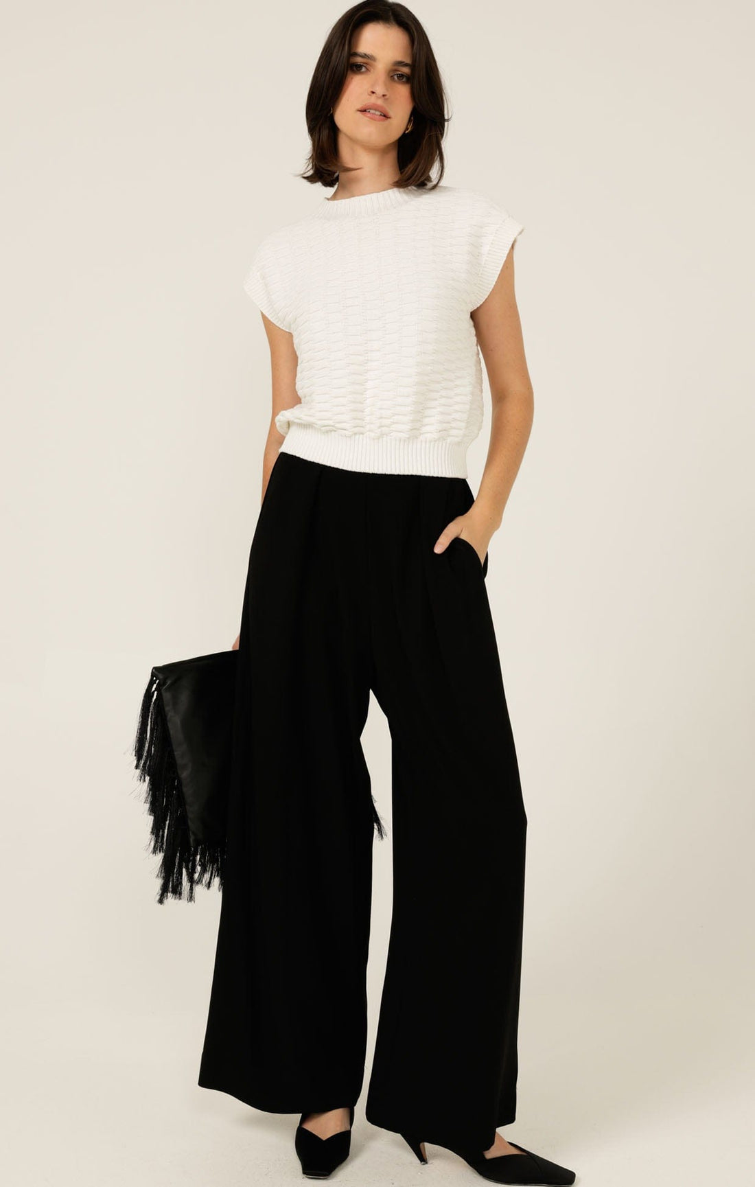 Bubble Knit Top In Ivory by Sacha Drake