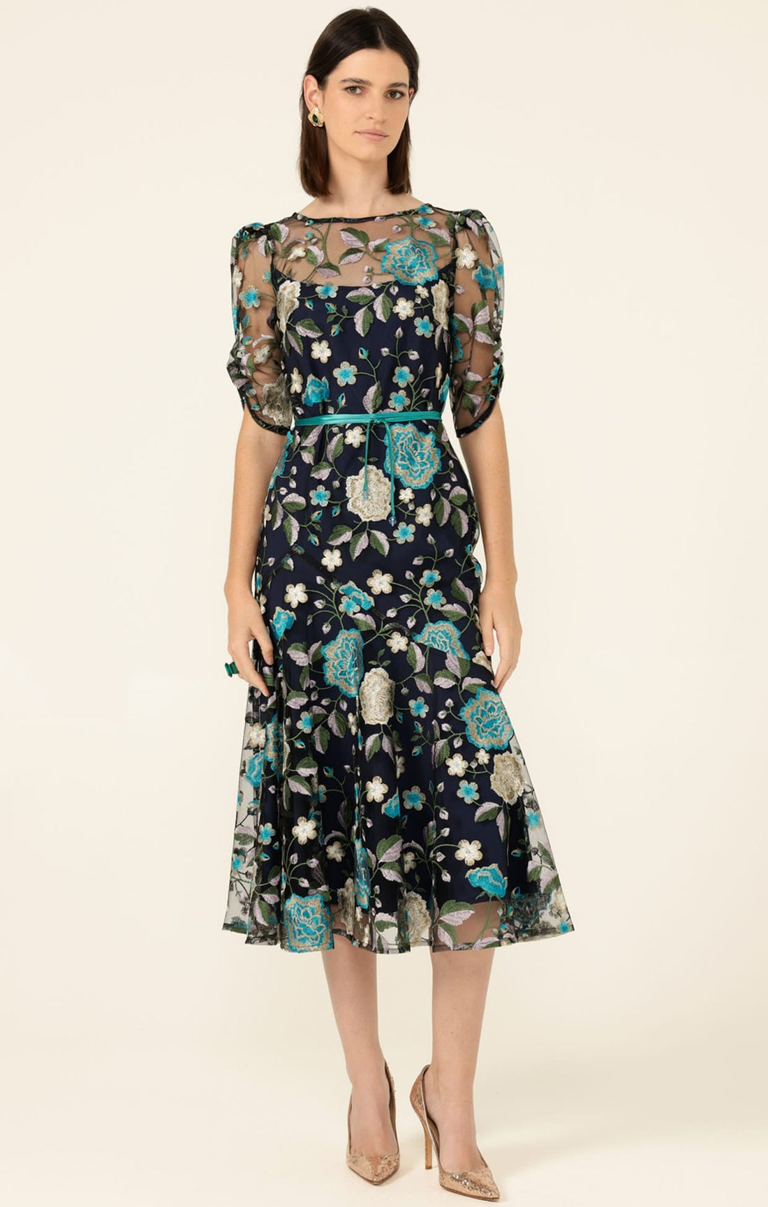 Cardelina Dress In Navy Aqua by Sacha Drake