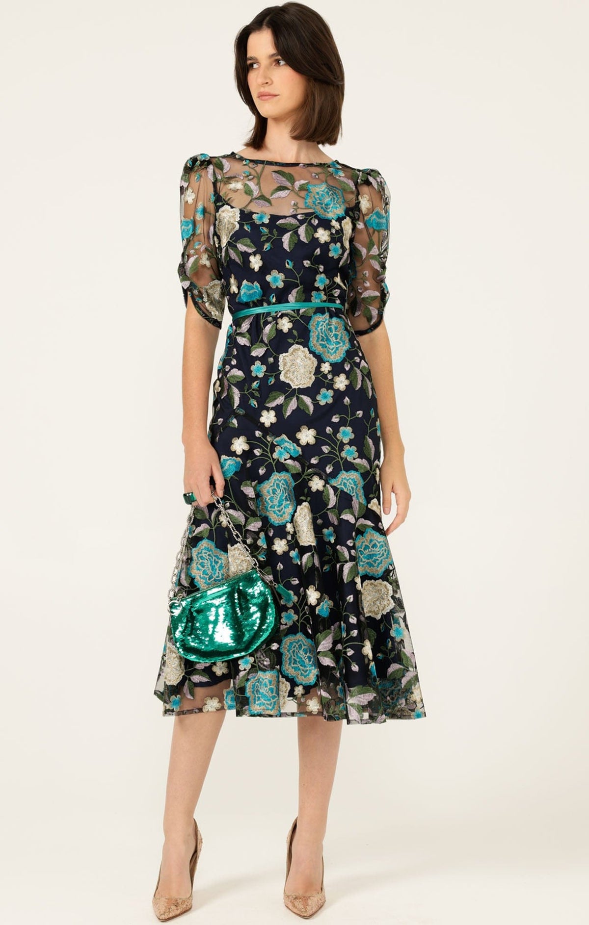 Cardelina Dress In Navy Aqua by Sacha Drake - image 4