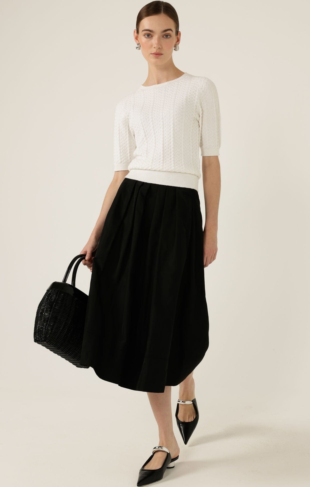 Short Sleeve Chevron Knit Top In Ivory by Sacha Drake - image 4