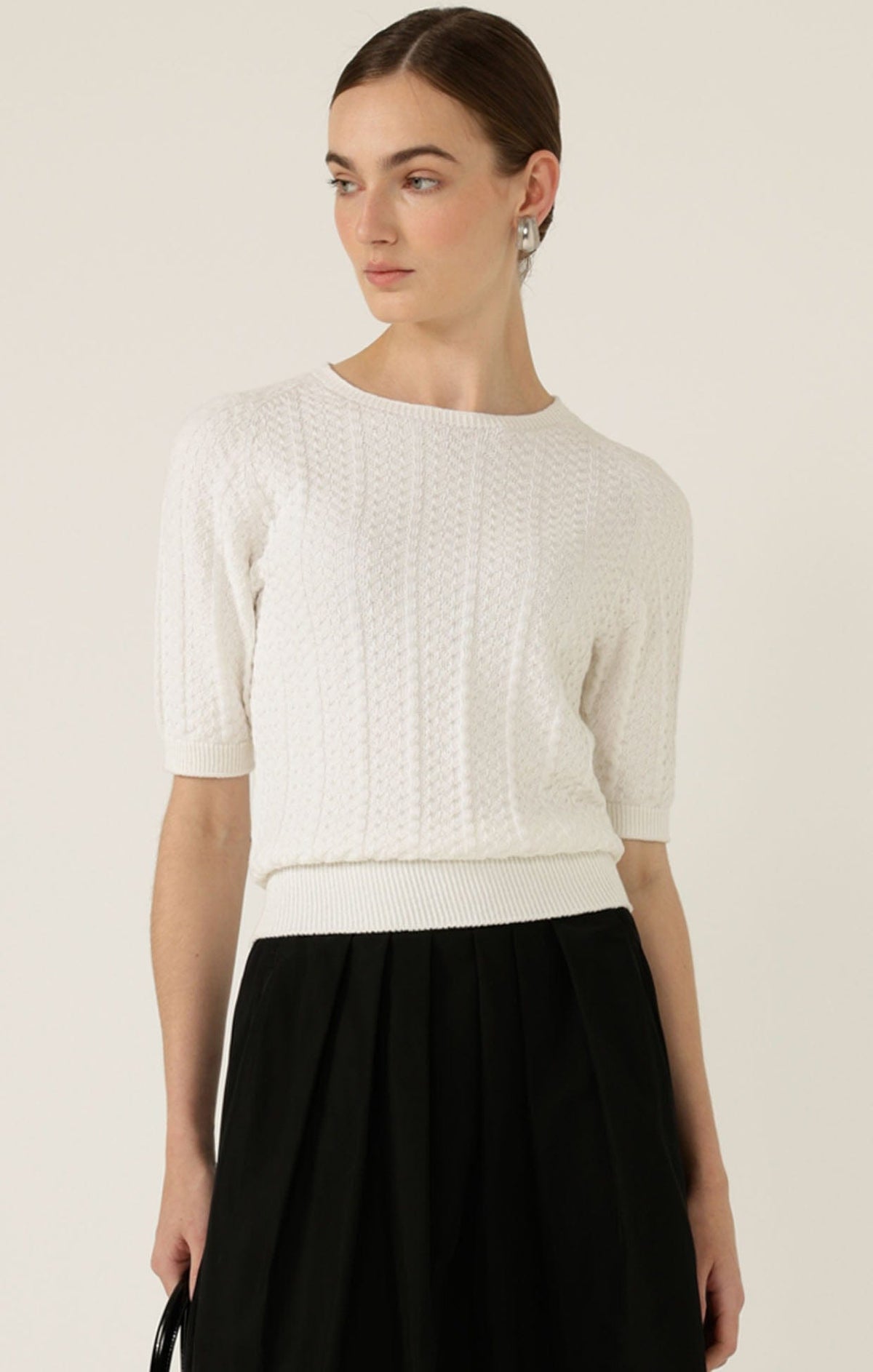 Short Sleeve Chevron Knit Top In Ivory by Sacha Drake - image 5