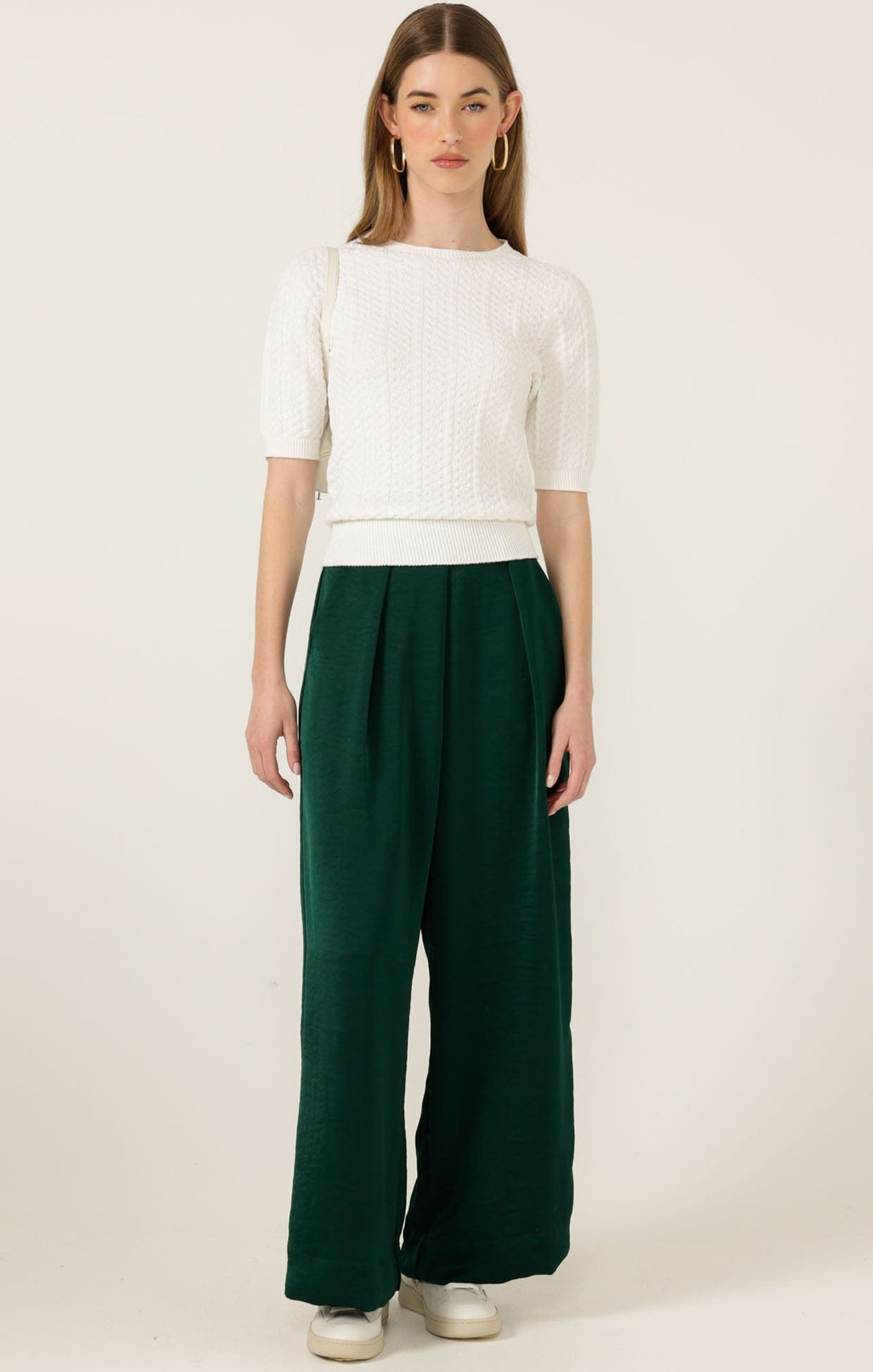 Short Sleeve Chevron Knit Top In Ivory by Sacha Drake