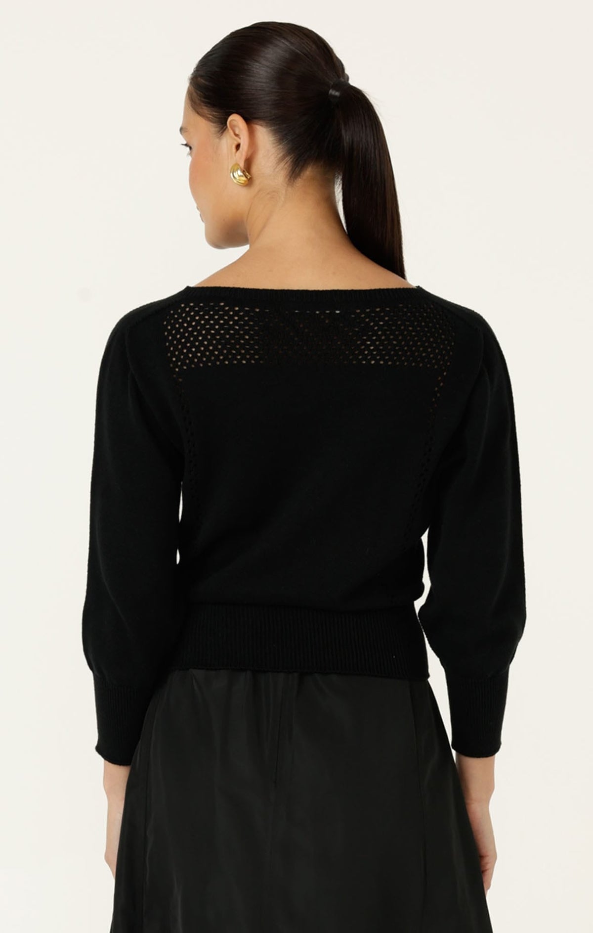 Chloe 3/4 Sleeve Knit Top In Black by Sacha Drake - image 7