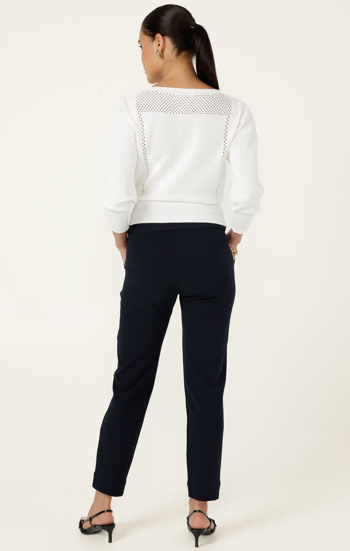 Chloe 3/4 Sleeve Knit Top In White by Sacha Drake - image 9