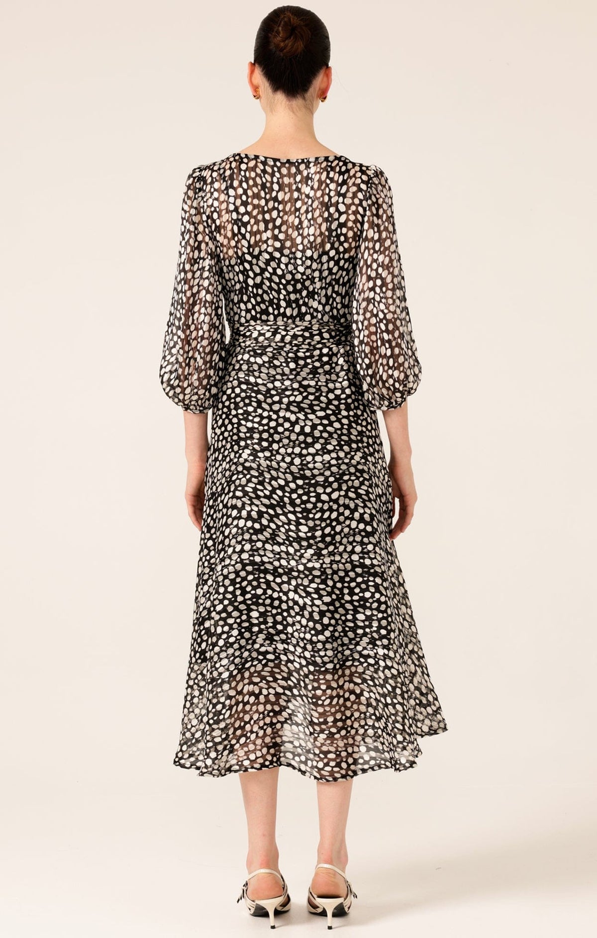 Cloudland Wrap Dress In Black White Spot by Sacha Drake - image 7